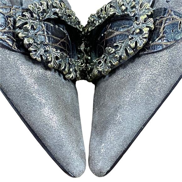 Linea Paolo Gray D'Orsay Designer High Heel Kitten Pumps 5.5M - Picture 4 of 15